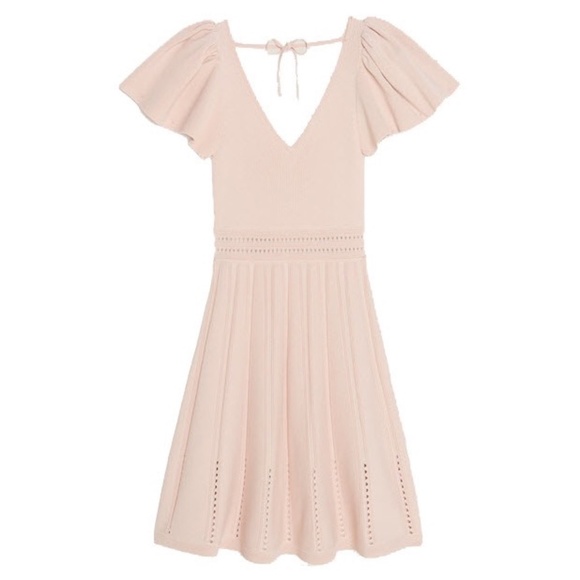 Sandro Paris Fit and Flare Knit Dress, Pink / Blush, Size 6 - Picture 2 of 9